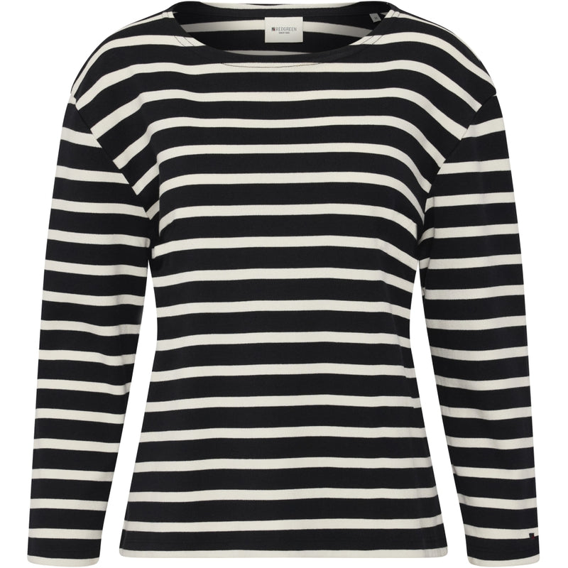 Redgreen Women Claudia T-shirt Long Sleeve Tee 199 Black Stripe